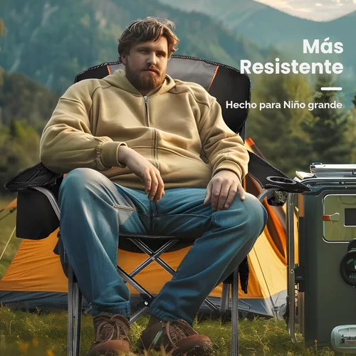 Vista 9 de ALPHA CAMP Silla de Camping Plegable de Gran Tamaño, Soporte Resistente de 450 LBS, Marco de Acero Plegable, Silla con Brazos Acolchados
