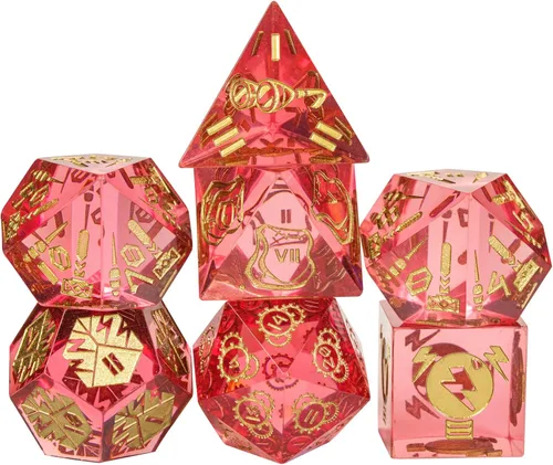 Vista 16 de Cusdie Juego de dados DND de bordes afilados de 7 piezas, lindas calcomanías de gato negro en el interior, perfecto para juegos de rol de mesa