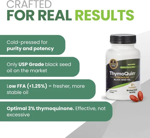 Vista 4 de Cápsulas de aceite de semilla negra prensada en frío Grado USP, potente fórmula de espectro completo con 3% de timoquinona Cápsulas de aceite