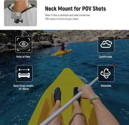Vista 2 de NEEWER Soporte magnético para cuello compatible con GoPro Hero 13 12 11 MAX DJI Action 4 Insta360 iPhone 15 Pro Max Samsung S23, adaptador