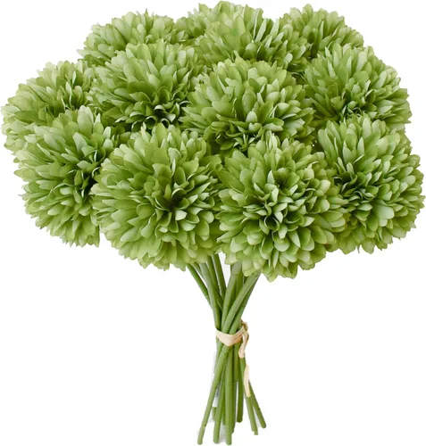 Vista 14 de Mandy's Crisantemo negro – 12 piezas de flores artificiales para centro de mesa del hogar, decoración de primavera y verano, flores de seda