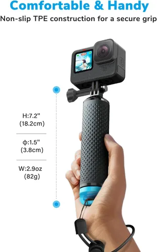 Vista 3 de Mango Flotante Grip Floaty Stick Accesorio Impermeable Compatible con GoPro Hero 13, 12, 11, 10, 9, 8, 7, 6, 5, 4, Session, 3+, 3, Hero(2018), Max