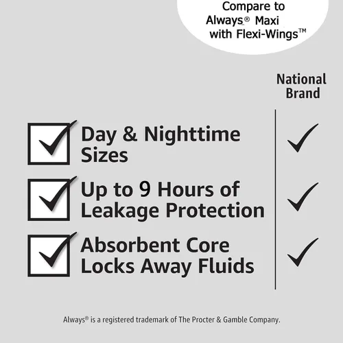 Vista 6 de Yaxa Basics Almohadillas largas gruesas con alas para períodos, absorción regular, sin perfume, tamaño 1, 36 unidades (anteriormente Solimo)