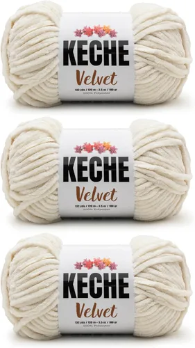 Vista 94 de Keche Hilo de terciopelo para ganchillo, manta de felpilla suave, voluminosa, hilo amigurumi, 3.53 oz (132 yardas), color azul bebé