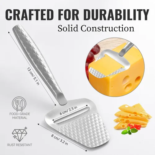 Vista 2 de Cortador de queso de acero inoxidable - Rebanar sin esfuerzo para todos los quesos - Cortador de queso de mano premium - Plano de queso para queso