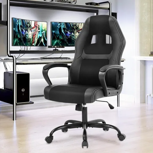 Vista 7 de PayLessHere Silla ergonómica de oficina para videojuegos, silla de computadora con soporte lumbar, silla ejecutiva ergonómica de piel sintética
