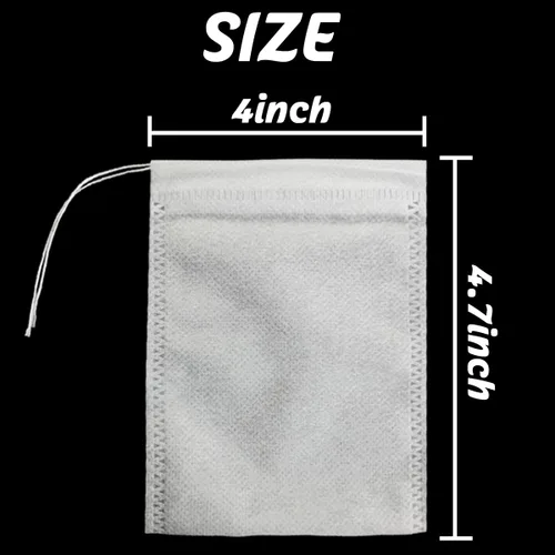 Vista 2 de RONYOUNG 300 bolsas de filtro de té desechables de 4 x 4.7 pulgadas, infusores de té vacías de muselina con cordón, bolsas de té con cordón