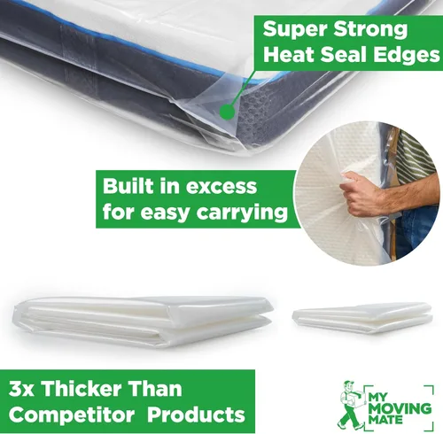 Vista 9 de Bolsa para colchón individual para mudanza y almacenamiento - Paquete de 2 - Bolsa para colchón para mudanza y almacenamiento - Bolsas
