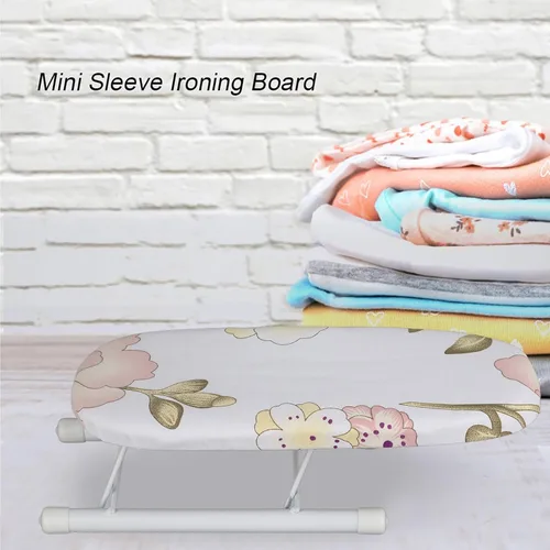 Vista 7 de Tabla de planchar pequeña para mangas, cuello, camiseta, puño, ropa interior de 10.43 x 4.13 pulgadas, no adecuada para ropa completa, plegable