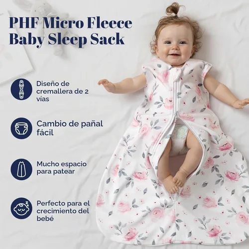 Vista 3 de PHF Saco de dormir cálido de microforro polar para bebé de 0 a 6 meses, manta suave para bebé, sacos de dormir con cremallera de 2 vías, paquete
