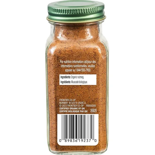 Vista 2 de Simply Organic nuez moscada pura molida, frasco de 2,3 onzas, aromática, sabor sutilmente picante-dulce, orgánica, kosher, sin OGM, sin ETO