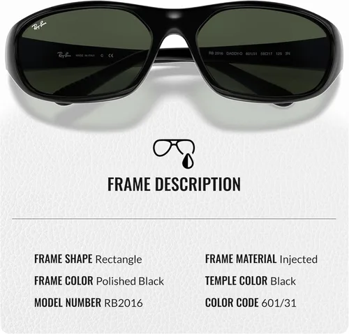 Vista 3 de Ray-Ban RB2016 DADDY-O Rectangle Shaped Sunglasses for Men & Women with Official RAYBAN Eyewear Kit