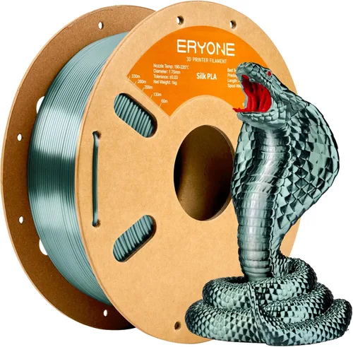 Vista 16 de ERYONE Filamento de ácido poliláctico (PLA) de seda bicolor para impresora 3D, de 1.75 mm +/- 0.03 mm, carrete de cartón de 1 kg (2.2 libras), negro