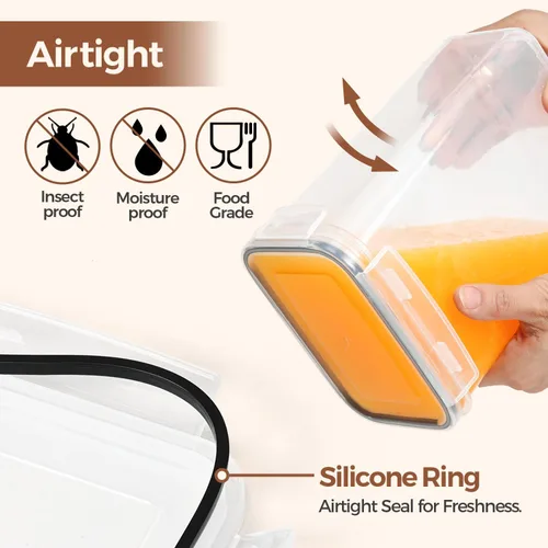 Vista 4 de ComSaf Juego de contenedores de almacenamiento de alimentos con tapas de 3 (2L/2.1Qt) (1.4L/1.5Qt) (0.8L/0.8Qt), contenedor hermético