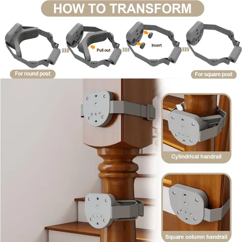 Vista 2 de Paquete de 2 puertas retráctiles para puerta de bebé sin agujeros para puerta retráctil Miumoon para puerta retráctil, sin taladro, ajuste de pieza