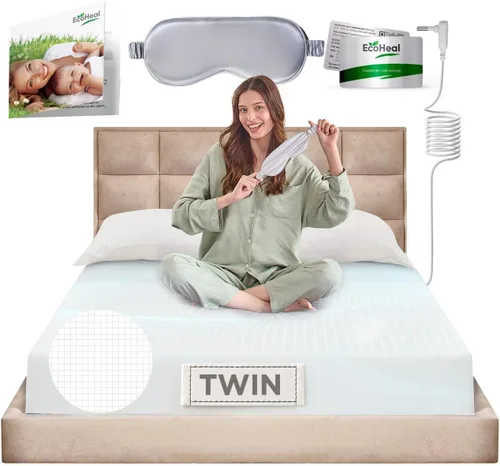 Vista 39 de Sábanas de conexión a tierra ECOHEAL tamaño individual con 12% fibra de plata, 4% seda y 84% algodón - Beige - Sábana bajera conectada a tierra