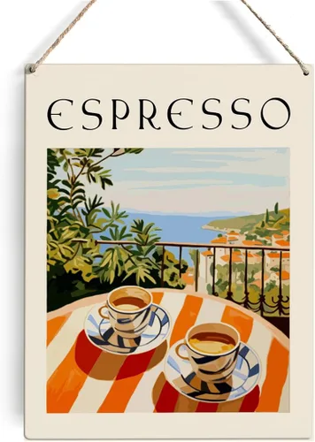 Decoración vintage de café italiano para cafetería, cocina, café, decoración de café, arte de pared para cafetería, letrero de esquina para