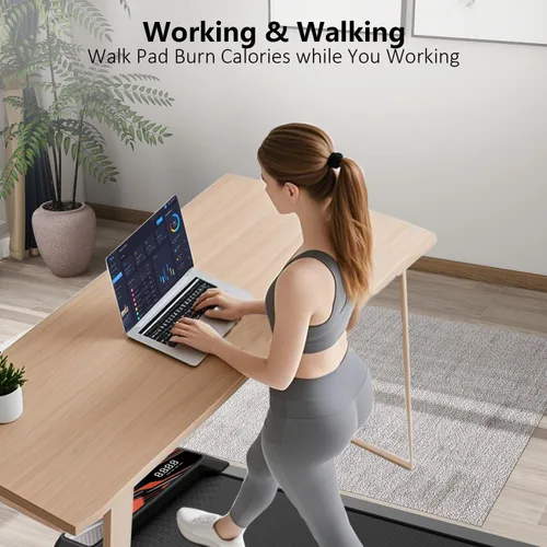 Vista 2 de Under Desk Treadmill, Walking Treadmill Pad, 2.5 HP 265 Lbs Low Noise Walking Pad Incline LED Display with Remote Control Walking Jogging Running