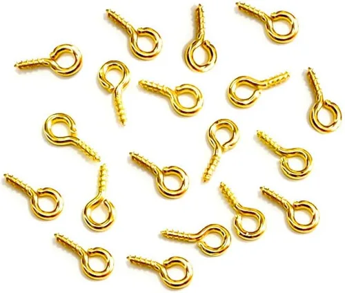 300 pines dorados de 0.23 x 0.31 pulgadas (0.256 x 0.512 in), ganchos de ojo, mini clavijas para hacer joyas, proyectos de artes y manualidades