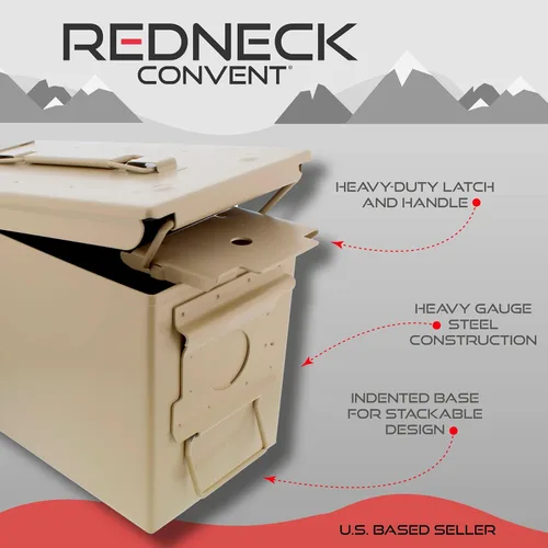 Vista 3 de Redneck Convent Caja de almacenamiento con cerradura para municiones de calibre 50, resistente al agua, con cierre hermético, caja seca con cierre