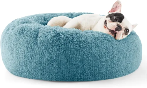 Vista 73 de Bedsure - Cama calmante para perros pequeños y medianos, lavable, con forma de dona, antideslizante, afelpada, esponjosa, pelo sintético, cama