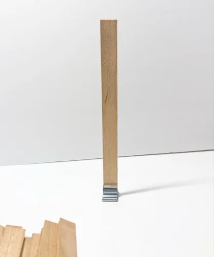 Vista 6 de 120 mechas de madera para velas, madera natural de 0.039 pulgadas de grosor con calcomanías de mecha y clips para hacer velas de bricolaje