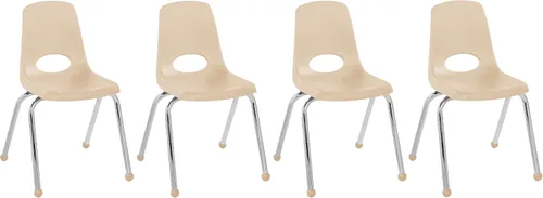 Vista 22 de FDP - Silla escolar apilable de 14 pulgadas, asiento apilable para estudiantes con patas de acero cromado y deslizadores giratorios de nailon
