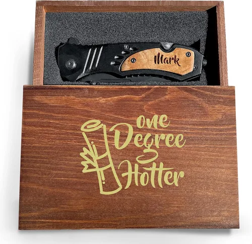 Vista 10 de Cuchillo de graduación personalizado, cuchillo plegable premium para campamento de seguridad, cuchillo de bolsillo de senderismo grabado, cuchillo