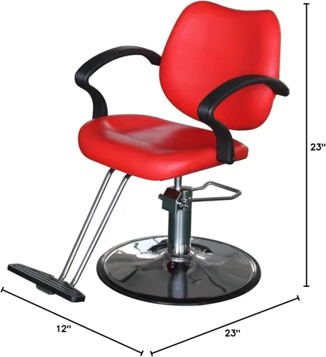 Vista 2 de Funnylife - Silla de peluquería con base redonda roja, bomba hidráulica, equipo de belleza