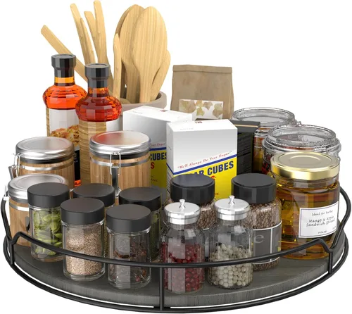 Vista 18 de Lazy Susan - Organizador giratorio para gabinete, despensa, encimera de cocina, armario de computadora, 8 pulgadas