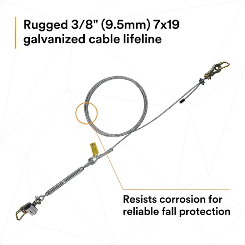 Vista 5 de 3M DBI-SALA Secura Span 7400450 Sistema Horizontal, Cable Galvanizado 50', Para Vigas en I, Se adapta a Bridas de Viga I de 6 en 12 pulgadas