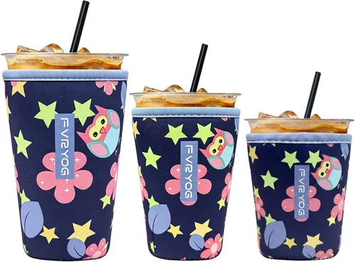 Vista 49 de Reusable Insulated Neoprene Iced Coffee Sleeves for Iced Coffee Cups, Coffee Coolies sleeves for Iced & Hot Drinks