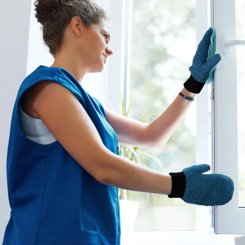 Vista 2 de Bencailor 3 pares de guantes de microfibra para el polvo con pulgar, limpieza del hogar, sin arañazos, guantes reutilizables para cocina, casa