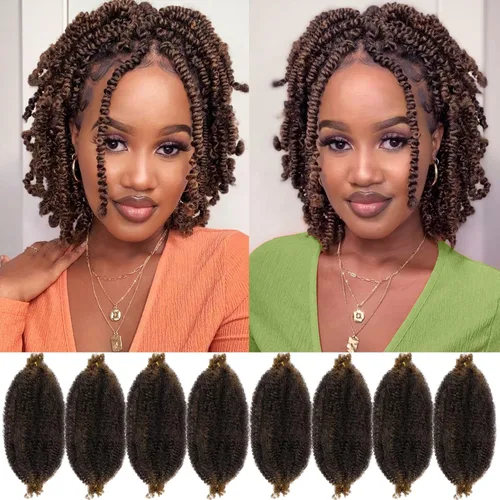 Vista 18 de 8 paquetes de cabello rizado estilo afro elástico Marley Twist, cabello trenzado previamente separado para rastas sintéticas de ganchillo para 1B