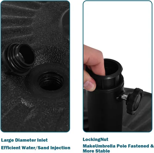 Vista 3 de Giantex Base redonda de sombrilla de patio rellena de arena de agua de 23 litros, soporte de sombrilla resistente de 20 pulgadas, soporte