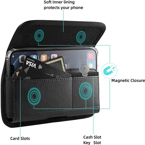 Vista 2 de Funda de nailon con clip para cinturón para Samsung Galaxy A16 A15 5G A14 A55 A54 A53 A35 S25 Ultra S24 S23 S22 S21 Note 20 Ultra A13, iPhone 17 Pro