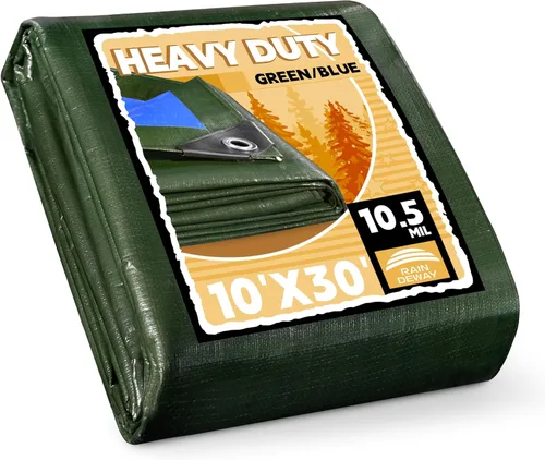 Vista 60 de RAINDEWAY Lona pequeña impermeable de 4 x 4 pies (paquete de 2), lonas resistentes impermeables de 10,5 mil con ojales de metal y bordes reforzados
