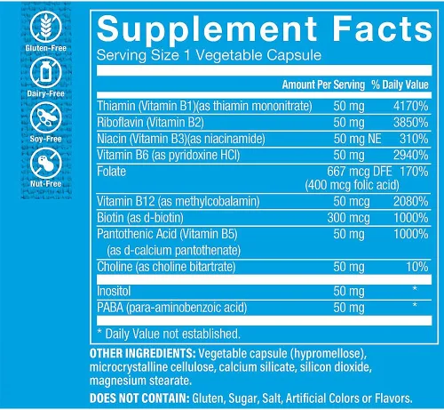 Vista 2 de The Vitamin Shoppe Complejo de vitamina B - Metabolismo energético y apoyo del sistema nervioso, vitaminas B completas