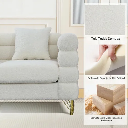 Vista 6 de mikibama Juego de sofá Teddy de lujo para sala de estar, muebles de decoración moderna, sofá seccional, sofá de 3 plazas y loveseat con 5 almohadas
