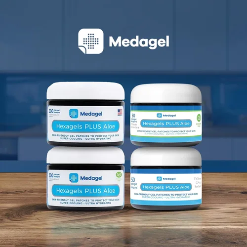 Vista 8 de Medagel Hexagels Plus Aloe Vera - Almohadillas de hidrogel curativas avanzadas para prevención de ampollas y cuidado calmante de quemaduras