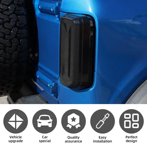 Vista 3 de Cubierta de luz trasera compatible con Ford Bronco 2021 2022 2023, protector de lámpara trasera, accesorios exteriores (negro ahumado)
