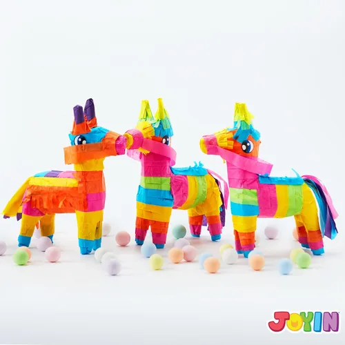 Vista 7 de 3 piezas de mini piñatas de burro de 7 x 5.5 pulgadas, color arcoíris Cinco de Mayo para diversión fiesta, taco, accesorios de fotos de eventos