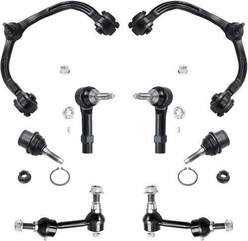 Vista 325 de Detroit Axle - Kit de ocho piezas - brazos de control de suspensión inferior delantero y trasero con juntas de bolas, extremos de barras