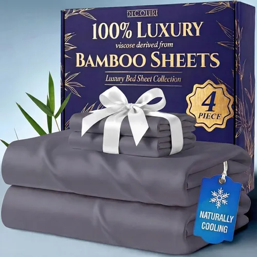Vista 23 de DECOLURE Sábanas 100% Viscosa Derivada de Bambú Tamaño Individual - Sábanas de Lujo de 3 Piezas Naturalmente Refrescantes, Juego de Cama Ultra Suave