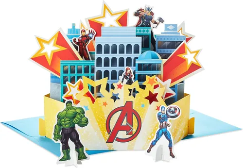 Vista 12 de Hallmark Tarjeta de cumpleaños de los Vengadores con pegatinas 3D y gafas (los vengadores se ensamblan!) (499RZB7022)