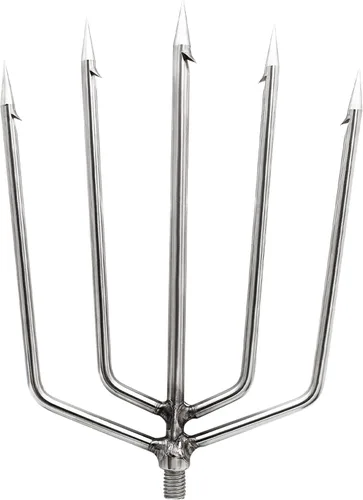 Vista 9 de Arpón de pesca, de acero inoxidable, lanza de púas de aleación de aluminio, con tornillo de 0.315 in para pesca al aire libre, aterrizaje de rana