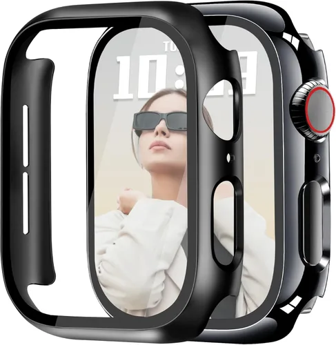 Vista 27 de JR.DM - Juego de 2 fundas de policarbonato duro de 38 mm con protector de pantalla de vidrio templado HD para Apple Watch Series 3/2/1, protector