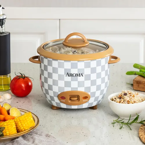Vista 7 de AROMA® Olla arrocera One-Touch de 6 tazas (cocidas) estilo olla con superficie cerámica antiadherente libre de PFAS CoreCoat™ (1.5 cuartos de galón)