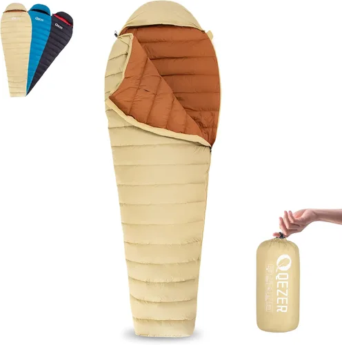Ultralight Down Sleeping Bag for Adults with 600 Fill Power, Compact All Seasons Sleeping Bag for Backpacking, Hiking and Camping