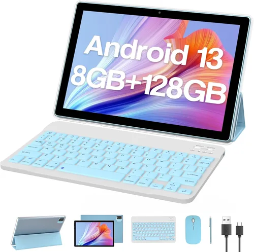 Vista 8 de ZZB Tableta con teclado de 10 pulgadas, tabletas 2 en 1 de 12GB+128GB con ratón, estuche, lápiz capacitivo, admite expansión de 1TB, pantalla táctil